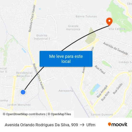 Avenida Orlando Rodrigues Da Silva, 909 to Uftm map