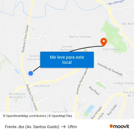 Frente Jbs (Av. Santos Guido) to Uftm map