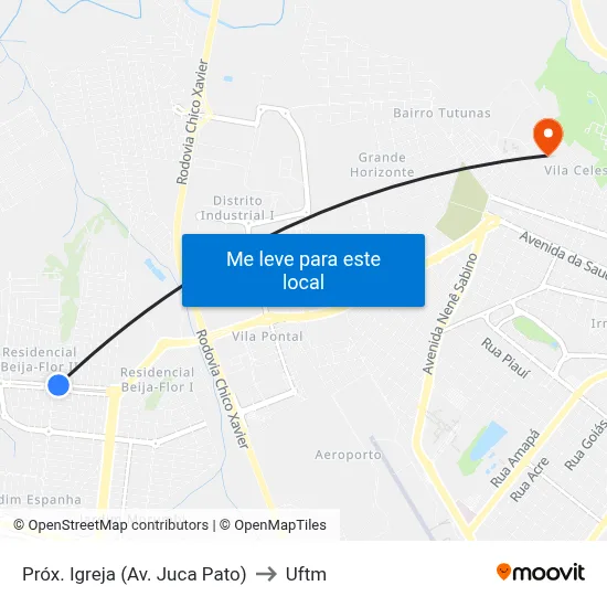 Próx. Igreja (Av. Juca Pato) to Uftm map