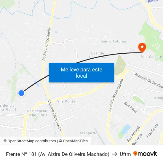 Frente Nº 181 (Av. Alzira De Oliveira Machado) to Uftm map