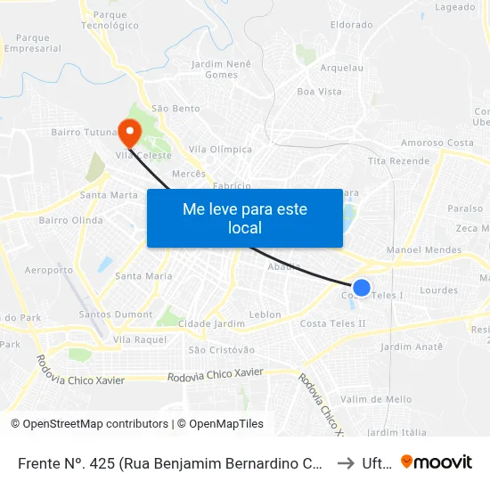 Frente Nº. 425 (Rua Benjamim Bernardino Costa) to Uftm map