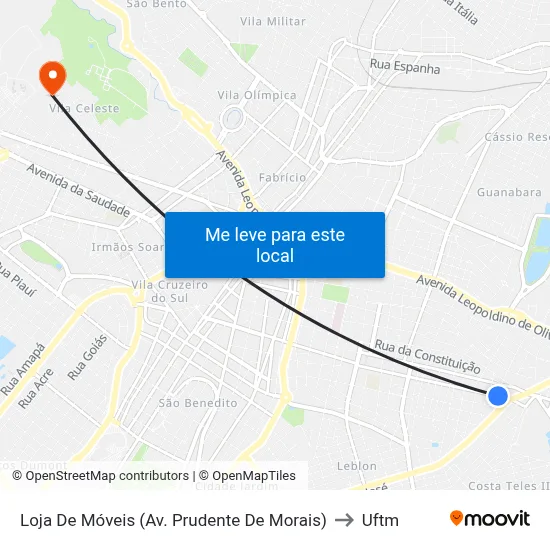 Loja De Móveis (Av. Prudente De Morais) to Uftm map