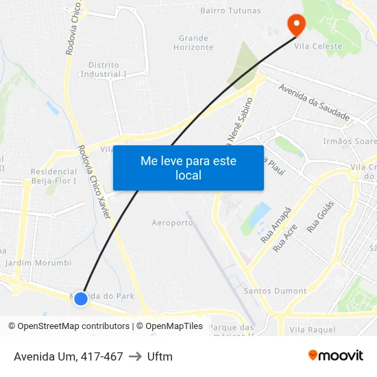 Avenida Um, 417-467 to Uftm map