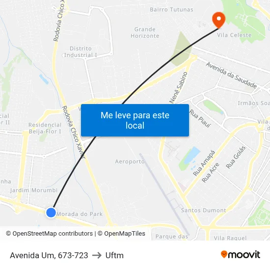 Avenida Um, 673-723 to Uftm map