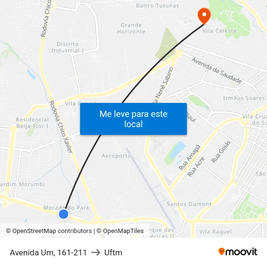 Avenida Um, 161-211 to Uftm map