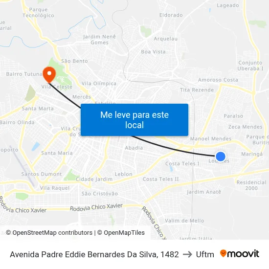 Avenida Padre Eddie Bernardes Da Silva, 1482 to Uftm map