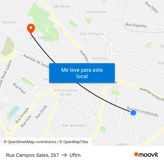 Rua Campos Sales, 267 to Uftm map