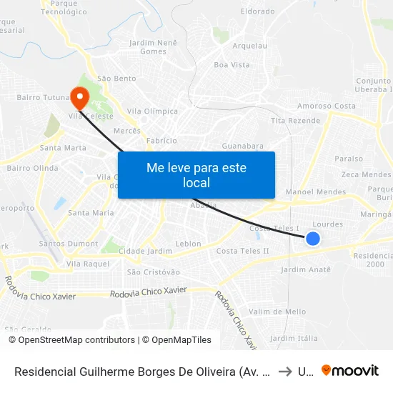 Residencial Guilherme Borges De Oliveira (Av. Nabor Abadio De Oliveira) to Uftm map