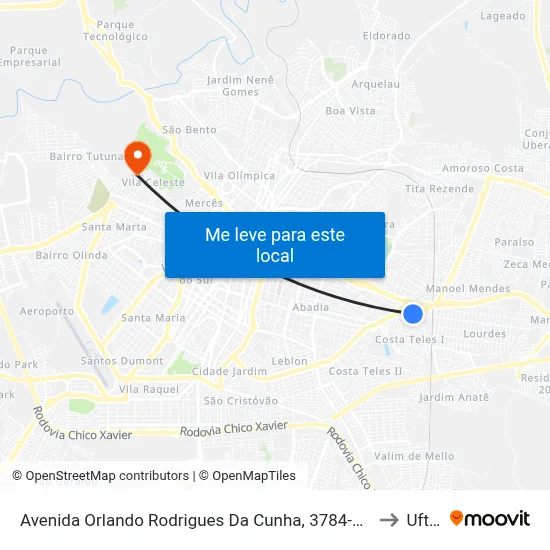 Avenida Orlando Rodrigues Da Cunha, 3784-3864 to Uftm map