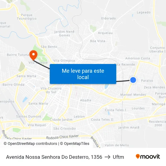 Avenida Nossa Senhora Do Desterro, 1356 to Uftm map