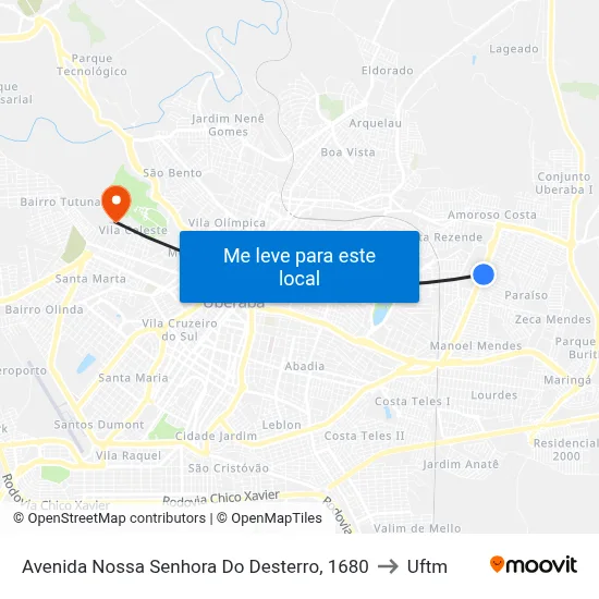 Avenida Nossa Senhora Do Desterro, 1680 to Uftm map