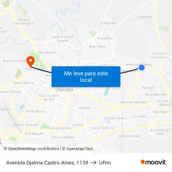 Avenida Djalma Castro Alves, 1139 to Uftm map