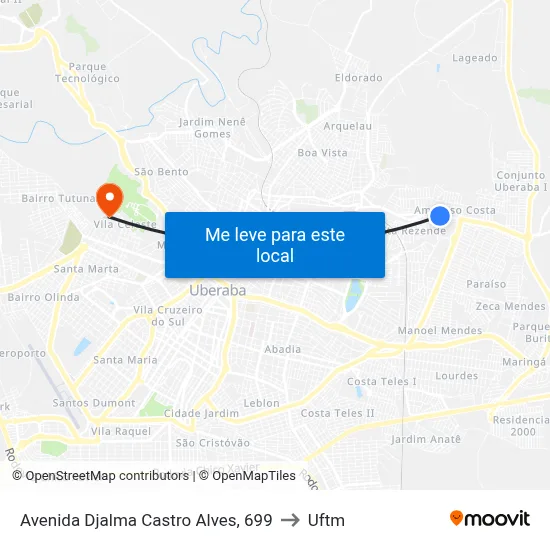 Avenida Djalma Castro Alves, 699 to Uftm map