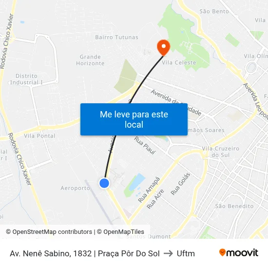 Av. Nenê Sabino, 1832 | Praça Pôr Do Sol to Uftm map