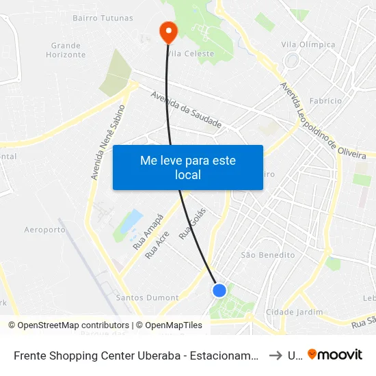 Frente Shopping Center Uberaba - Estacionamento Tabapuã (Av. Barão Do Rio Branco) to Uftm map