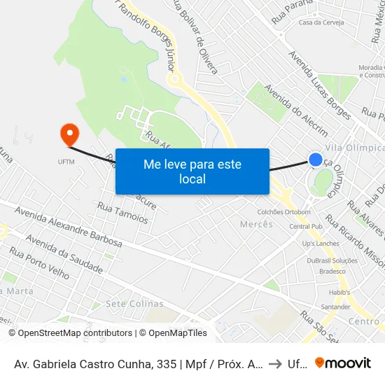 Av. Gabriela Castro Cunha, 335 | Mpf / Próx. Ao Uberabão to Uftm map