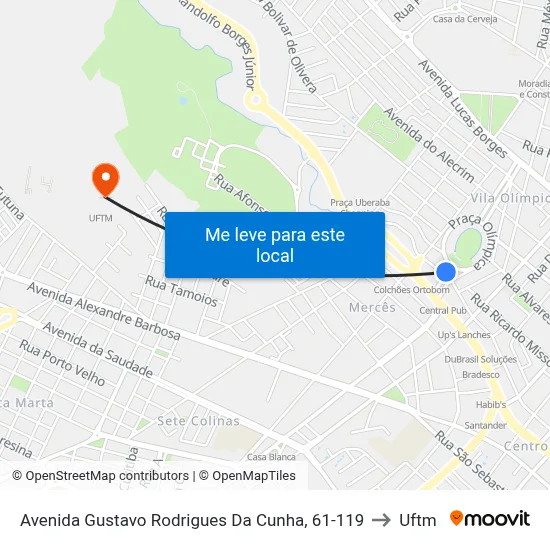 Avenida Gustavo Rodrigues Da Cunha, 61-119 to Uftm map