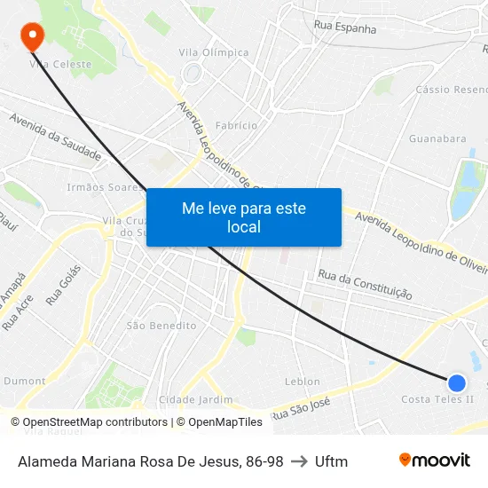 Alameda Mariana Rosa De Jesus, 86-98 to Uftm map