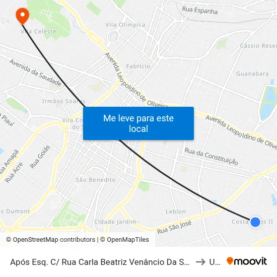 Após Esq. C/ Rua Carla Beatriz Venâncio Da Silva (Praça Lago Azul) to Uftm map