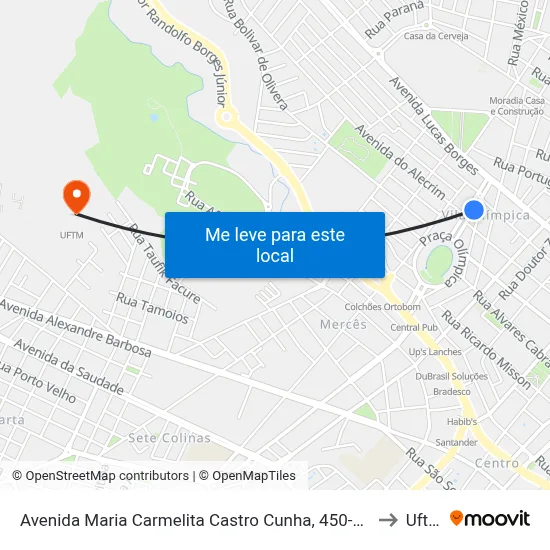Avenida Maria Carmelita Castro Cunha, 450-566 to Uftm map