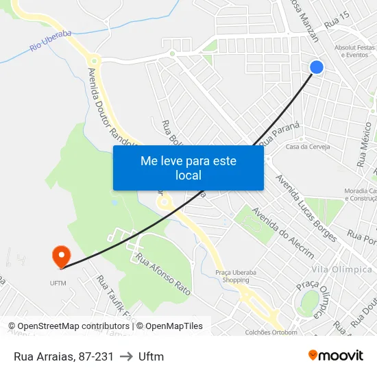 Rua Arraias, 87-231 to Uftm map