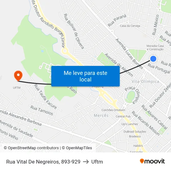 Rua Vital De Negreiros, 893-929 to Uftm map
