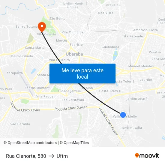Rua Cianorte, 580 to Uftm map