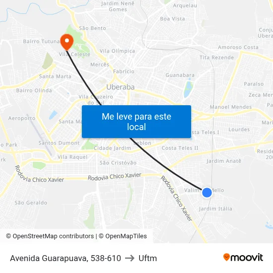 Avenida Guarapuava, 538-610 to Uftm map