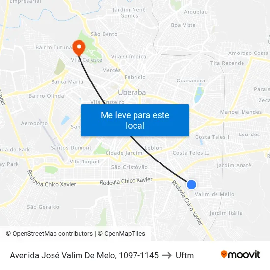 Avenida José Valim De Melo, 1097-1145 to Uftm map