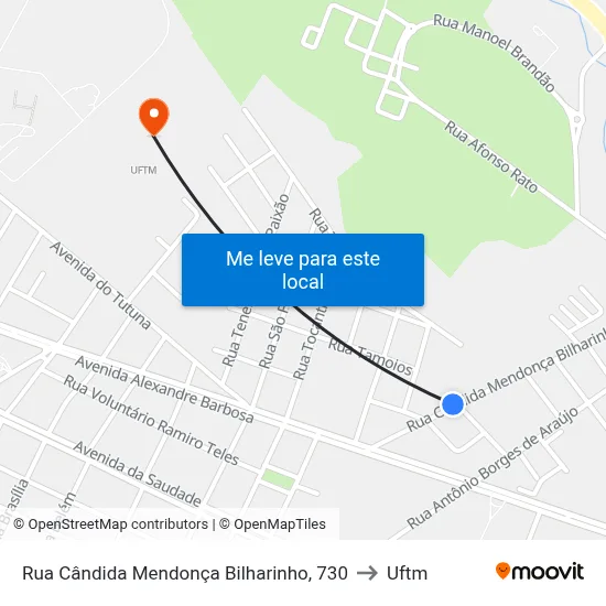 Rua Cândida Mendonça Bilharinho, 730 to Uftm map
