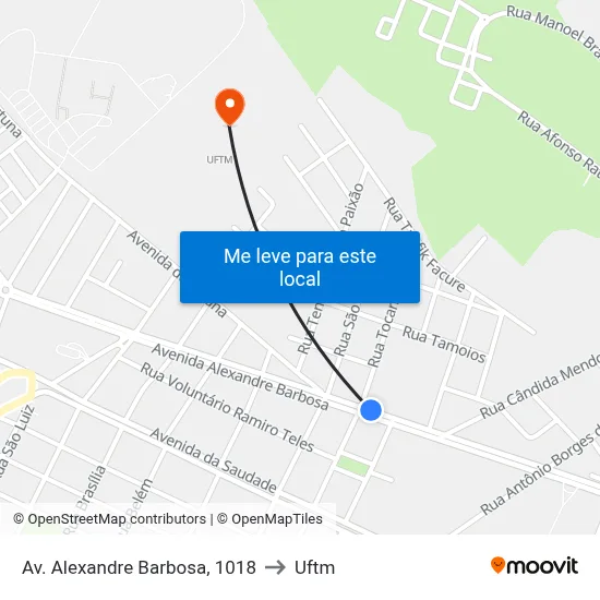 Av. Alexandre Barbosa, 1018 to Uftm map