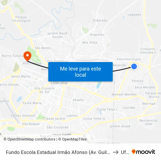 Fundo Escola Estadual Irmão Afonso (Av. Guilherme Capucci) to Uftm map