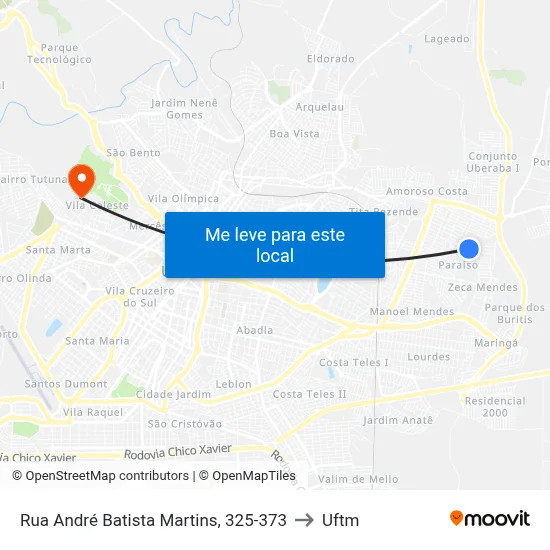 Rua André Batista Martins, 325-373 to Uftm map