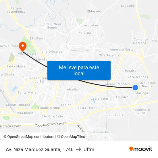 Av. Niza Marquez Guaritá, 1746 to Uftm map