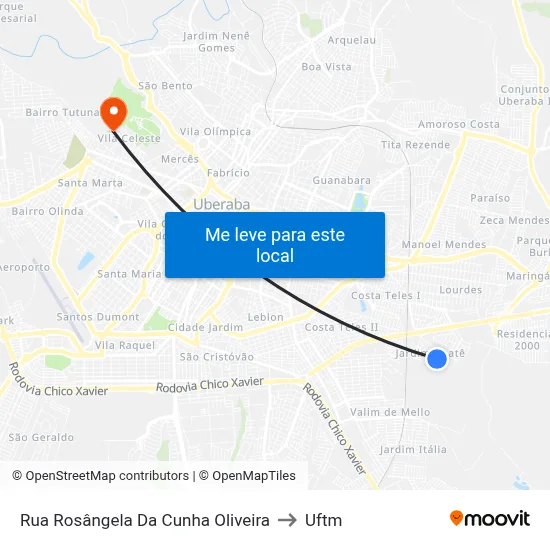 Rua Rosângela Da Cunha Oliveira to Uftm map