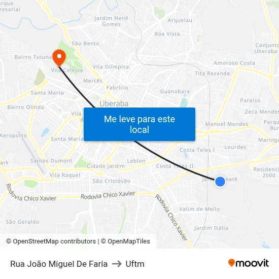 Rua João Miguel De Faria to Uftm map