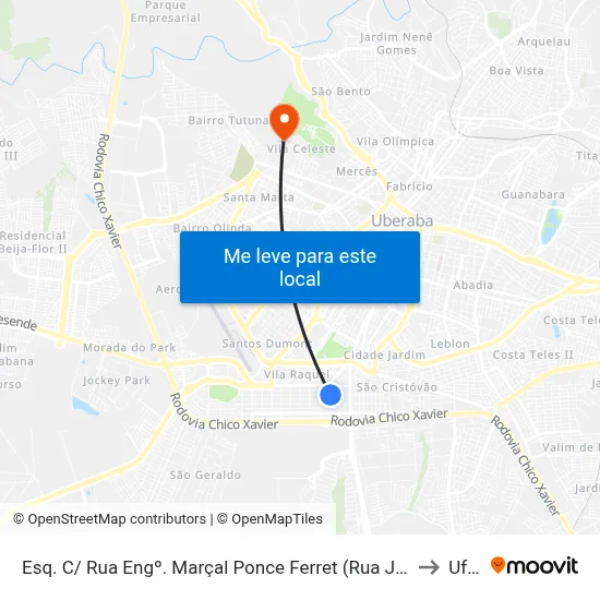 Esq. C/ Rua Engº. Marçal Ponce Ferret (Rua José Silveira) to Uftm map