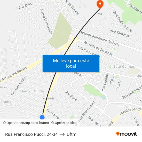 Rua Francisco Pucci, 24-34 to Uftm map
