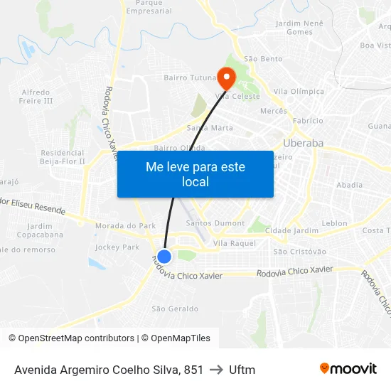 Avenida Argemiro Coelho Silva, 851 to Uftm map