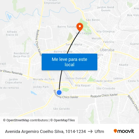 Avenida Argemiro Coelho Silva, 1014-1234 to Uftm map