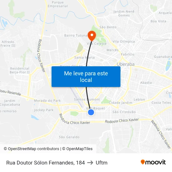 Rua Doutor Sólon Fernandes, 184 to Uftm map