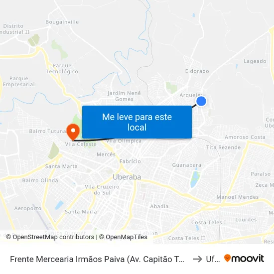 Frente Mercearia Irmãos Paiva (Av. Capitão Teófilo Lamounier) to Uftm map
