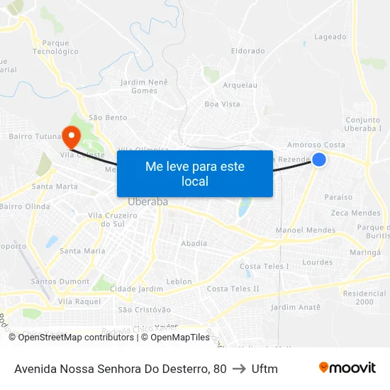 Avenida Nossa Senhora Do Desterro, 80 to Uftm map