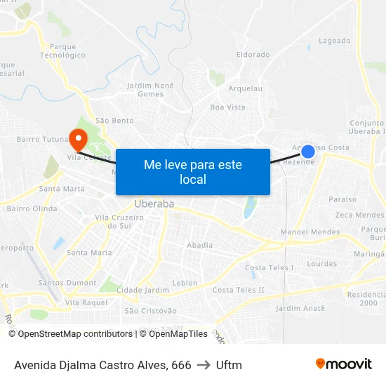 Avenida Djalma Castro Alves, 666 to Uftm map