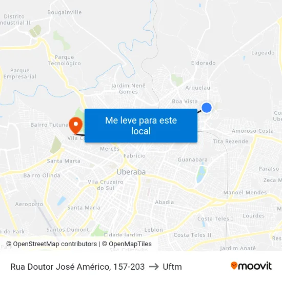 Rua Doutor José Américo, 157-203 to Uftm map