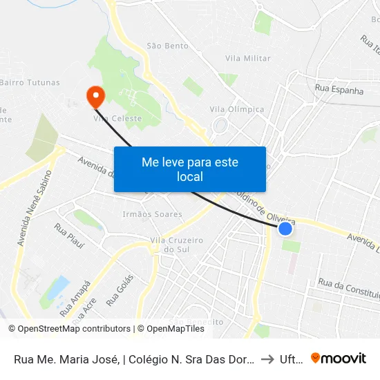 Rua Me. Maria José, | Colégio N. Sra Das Dores to Uftm map