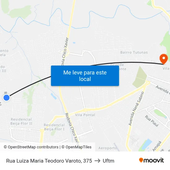 Rua Luiza Maria Teodoro Varoto, 375 to Uftm map