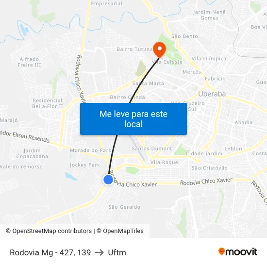 Rodovia Mg - 427, 139 to Uftm map
