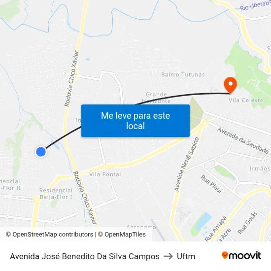 Avenida José Benedito Da Silva Campos to Uftm map