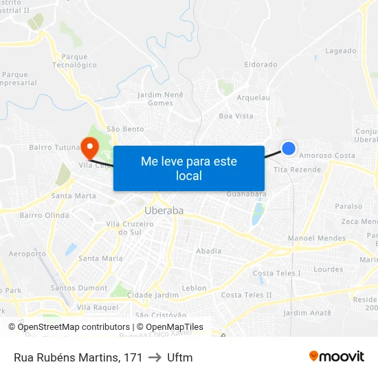 Rua Rubéns Martins, 171 to Uftm map
